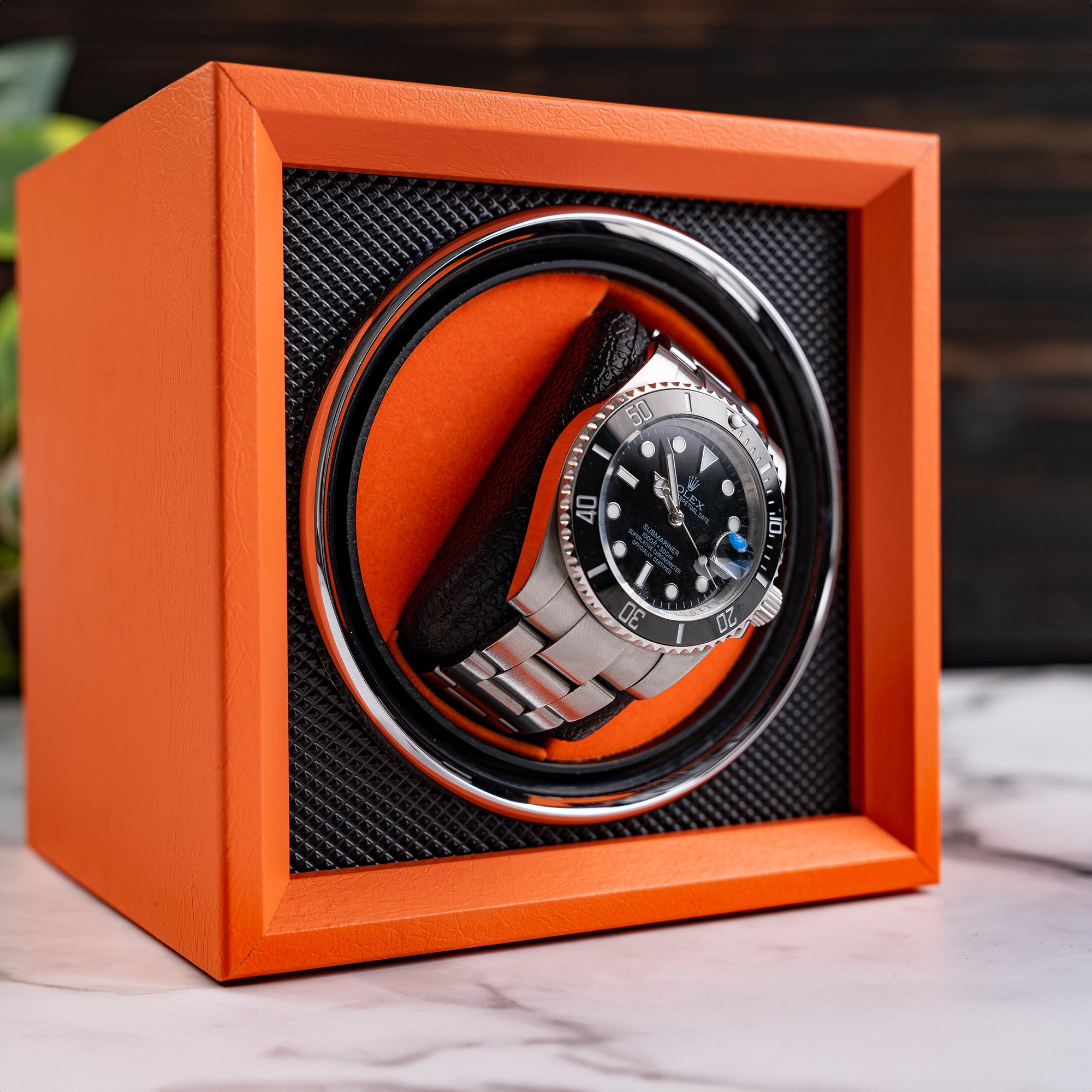 Guardian Single Slot Watch Winder - Retro Orange