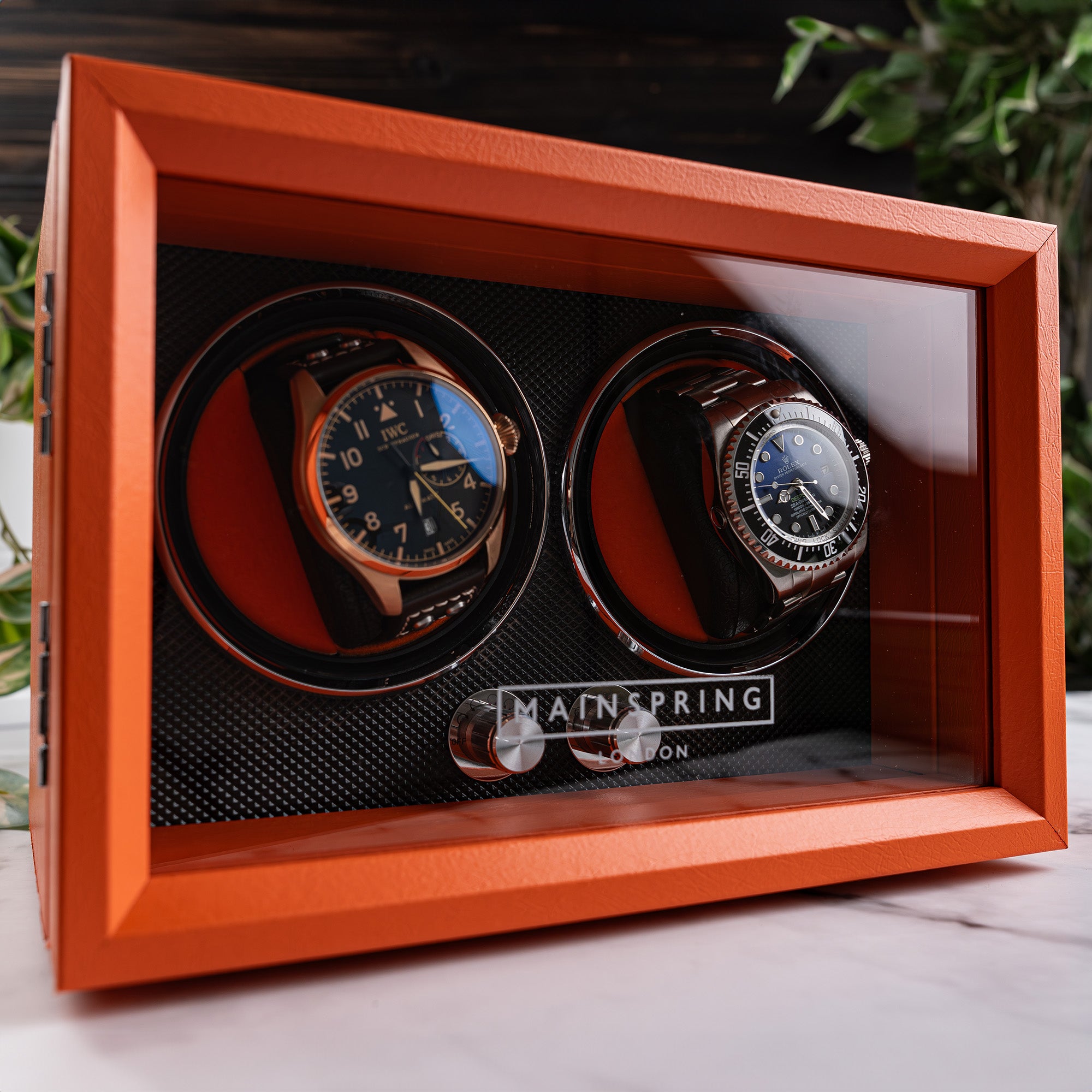 Guardian Dual Slot Watch Winder - Retro Orange