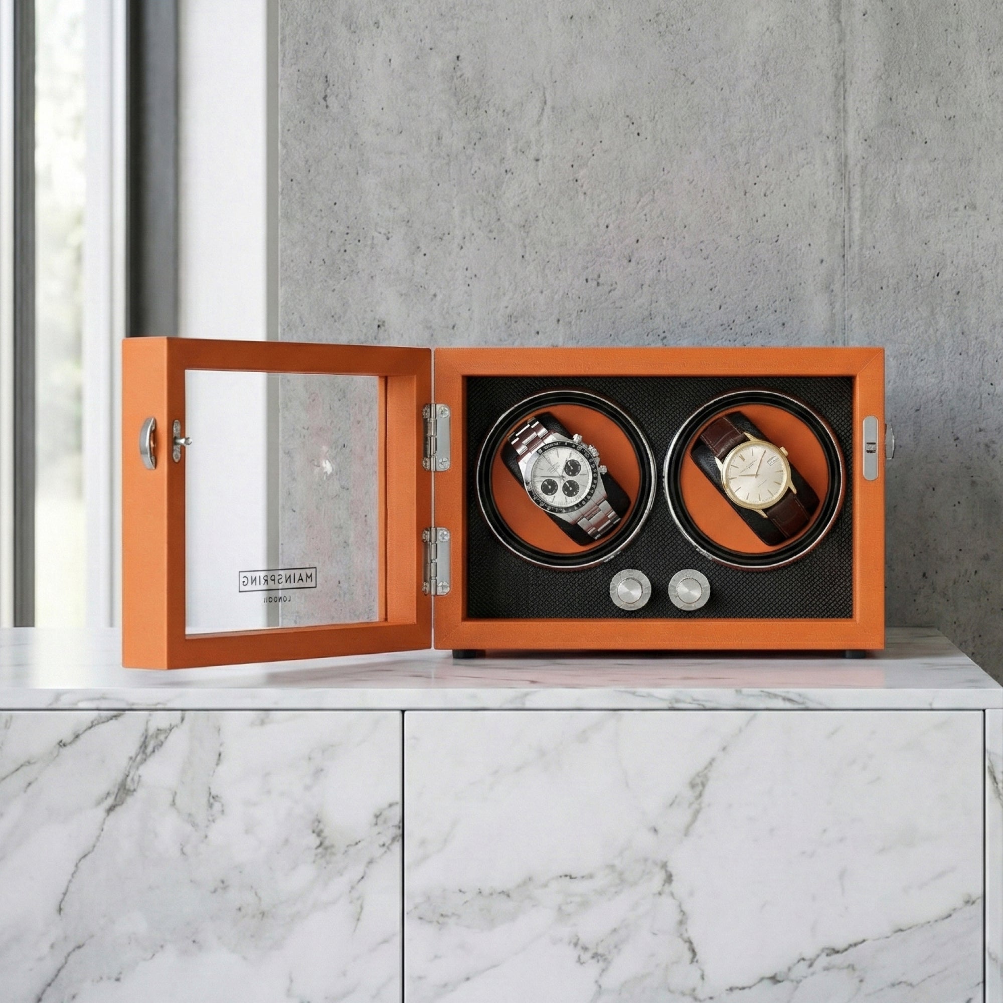 Guardian Dual Slot Watch Winder - Retro Orange