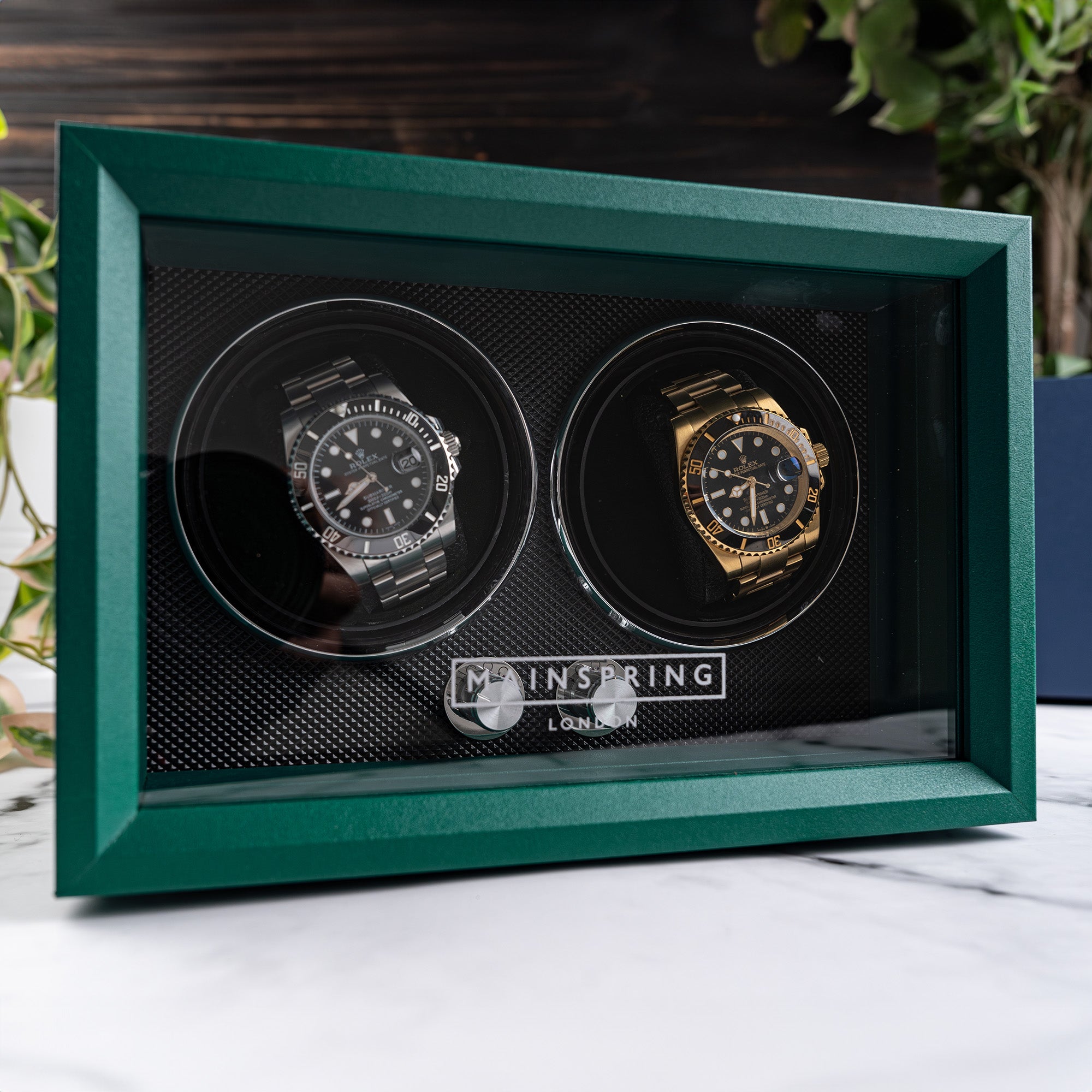 Guardian Dual Slot Watch Winder - Emerald Green