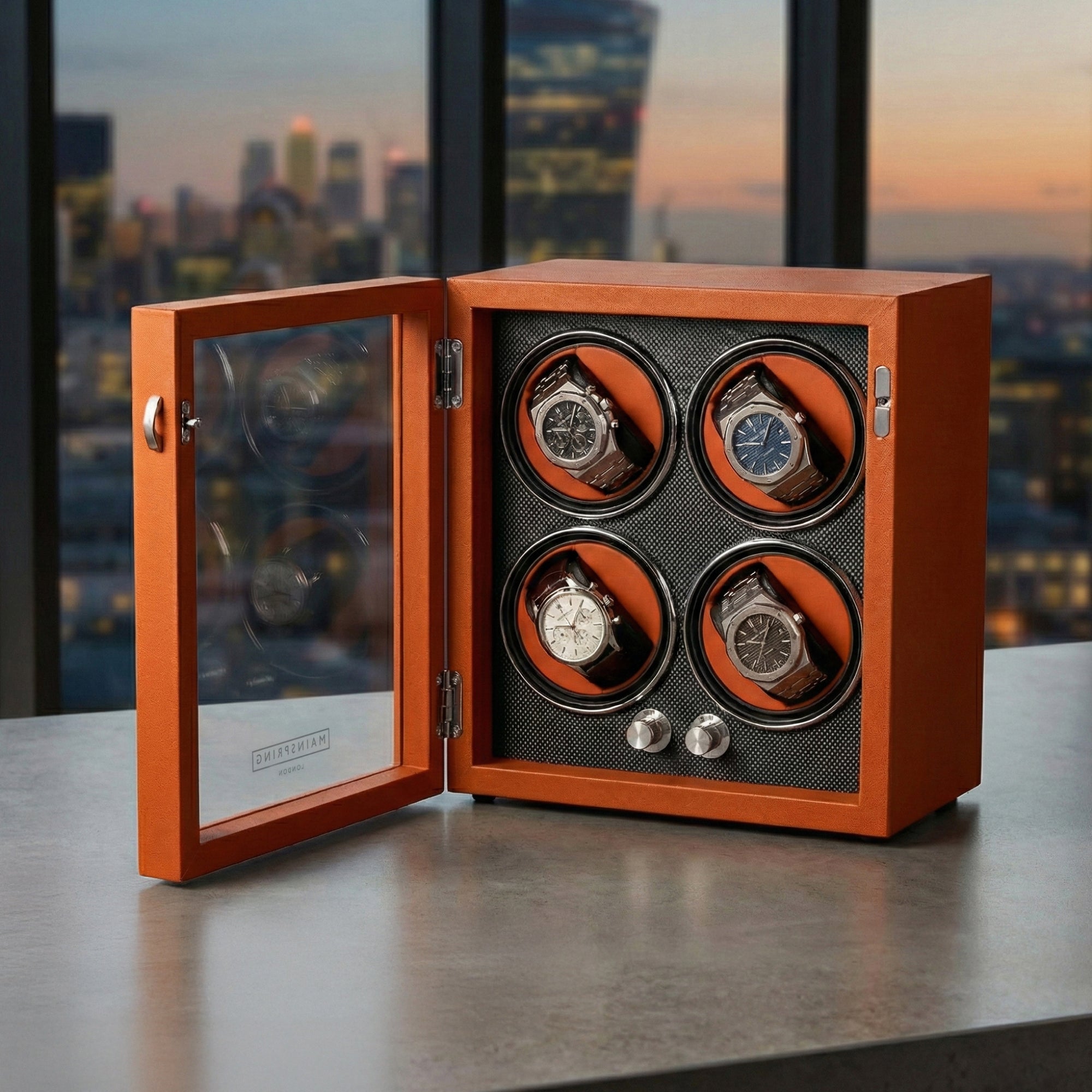 Guardian 4-Slot Watch Winder - Retro Orange