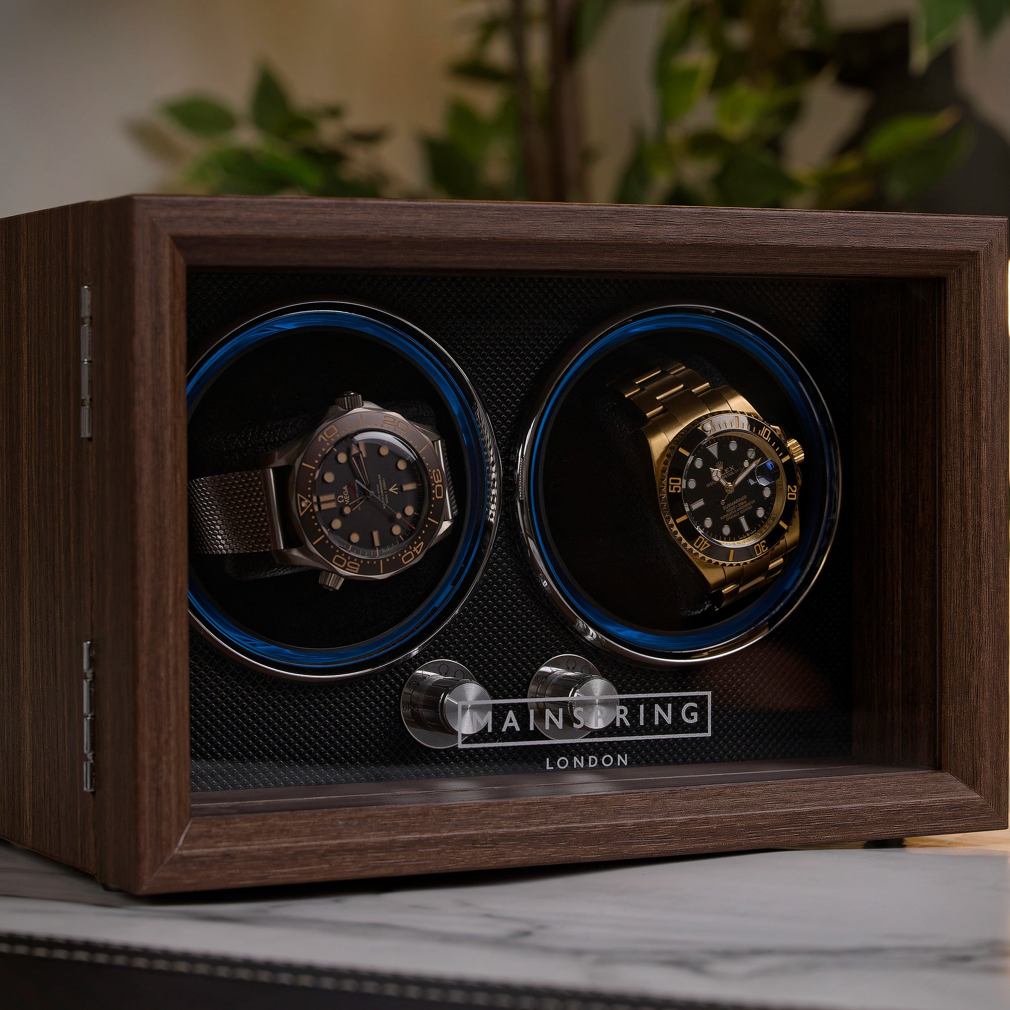 Guardian Dual Slot Watch Winder - Mahogany