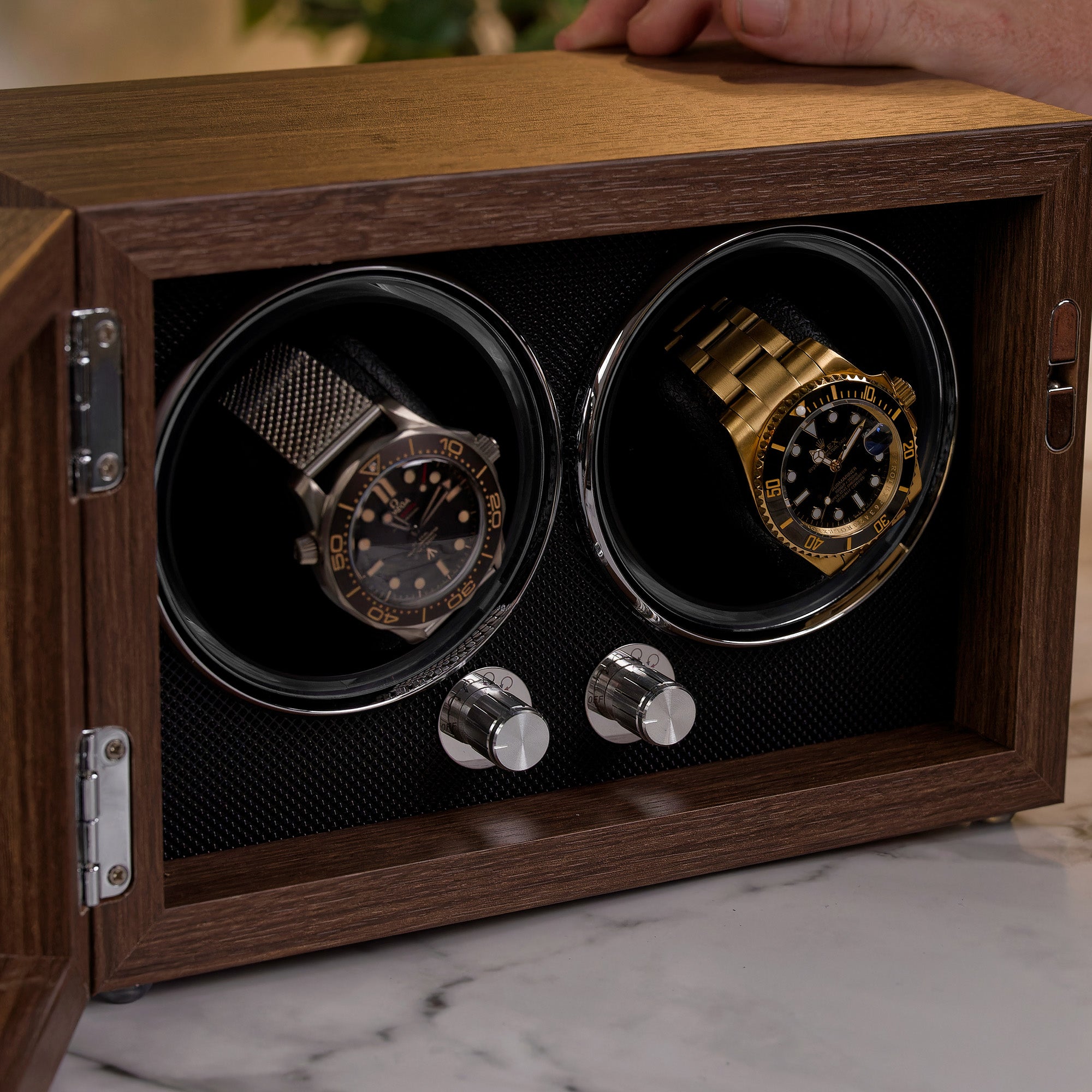 Guardian Dual Slot Watch Winder - Mahogany