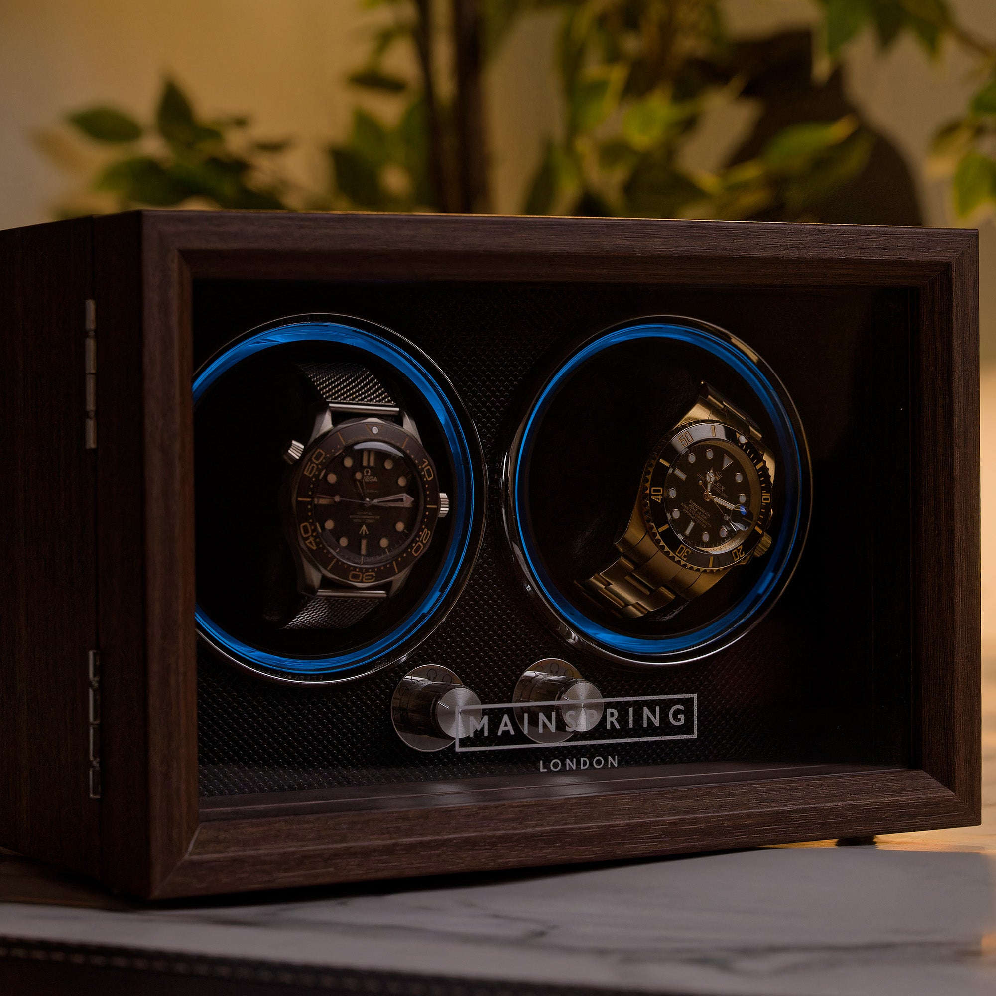 Guardian Dual Slot Watch Winder - Mahogany