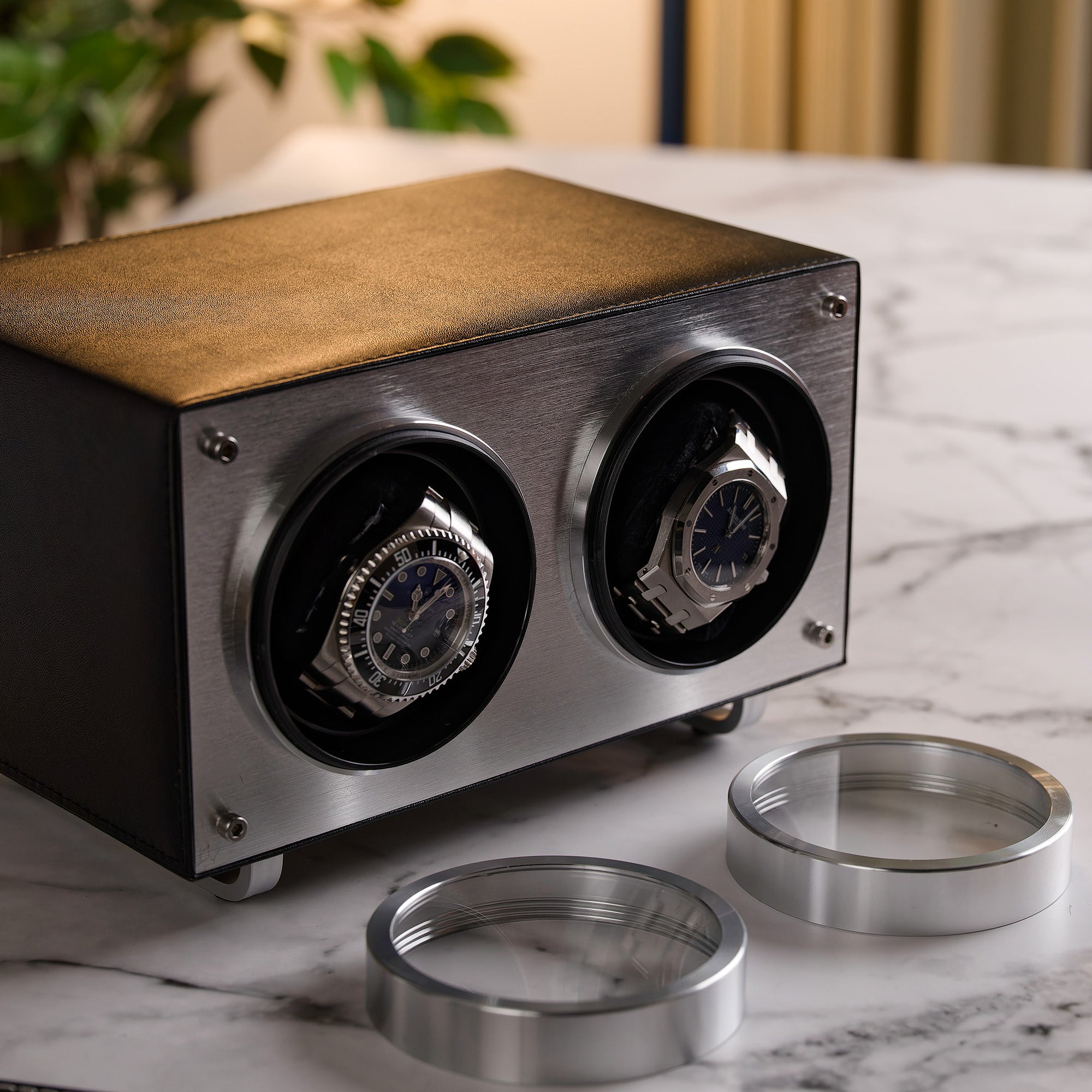 Flemington Dual Slot Watch Winder - Piston Black