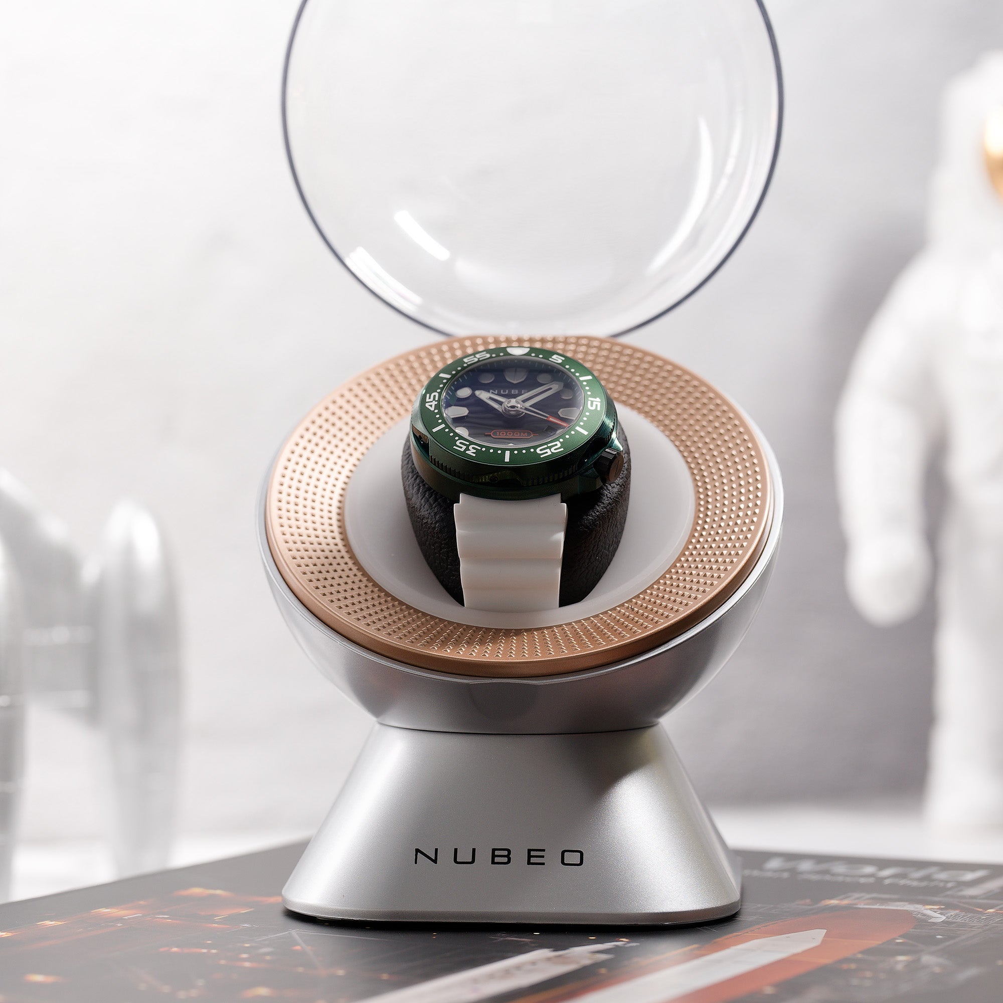 Satellite Single Slot Watch Winder - Galaxy Silver