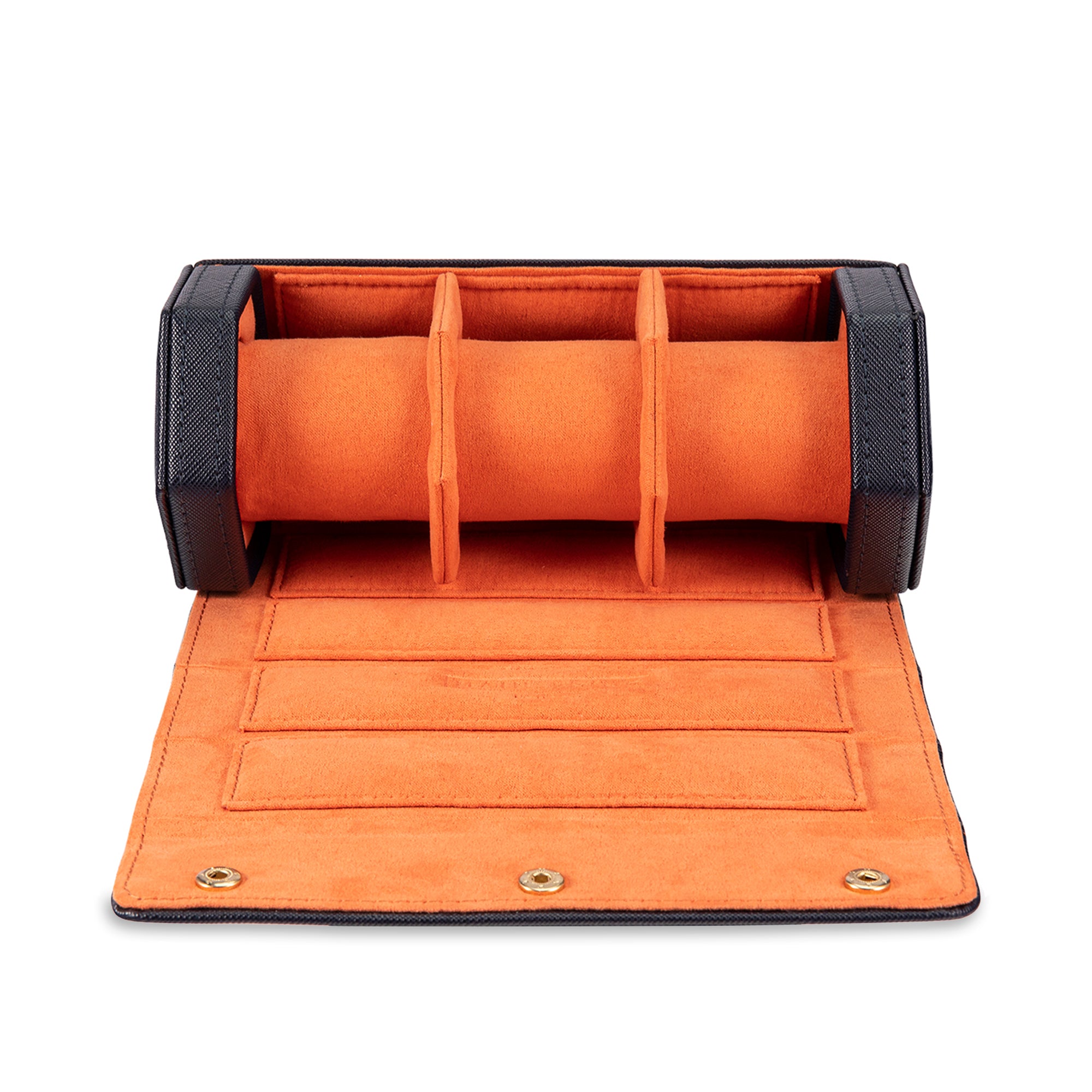 Esagono Grande 3-Slot Watch Roll - Tangerine