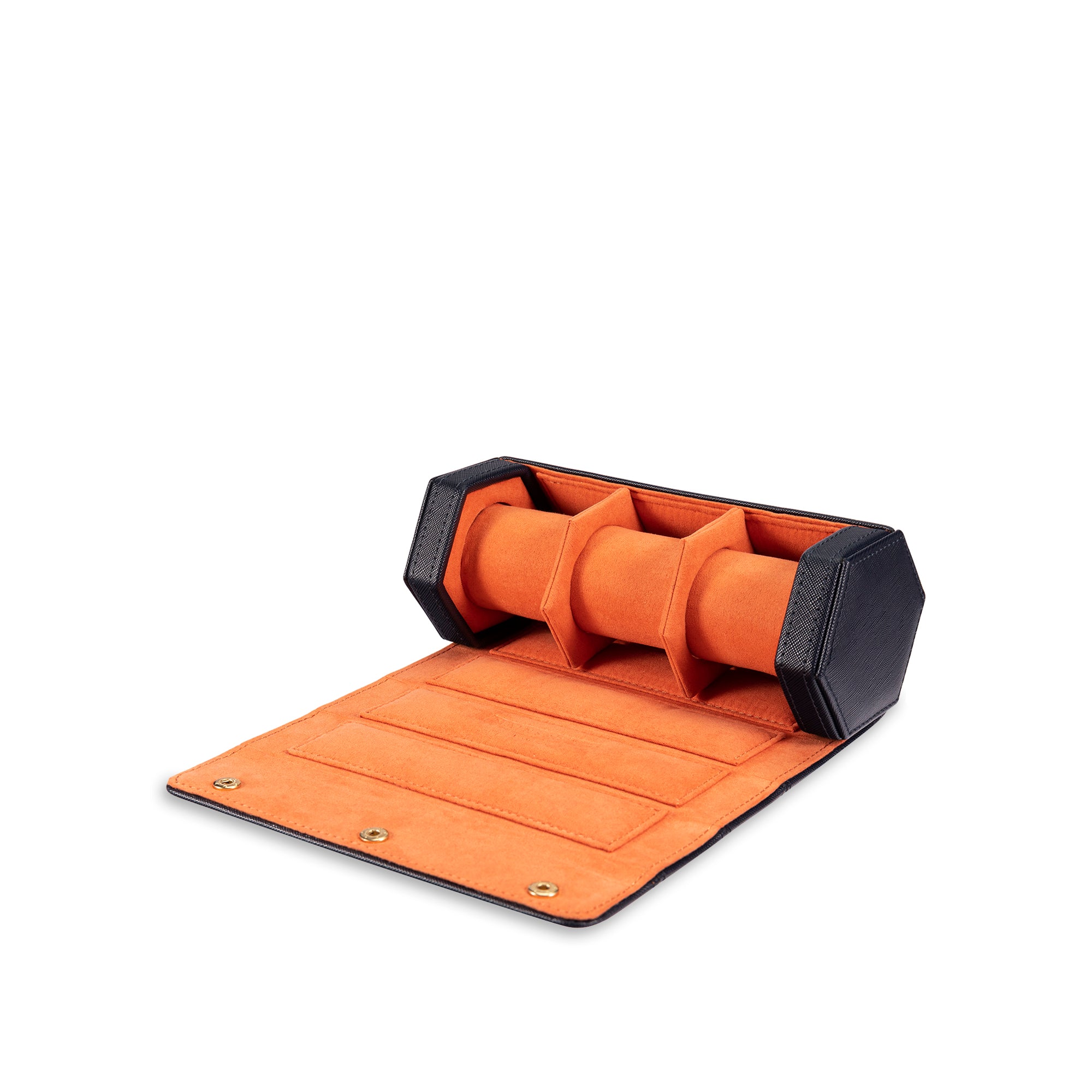 Esagono 3-Slot Watch Roll - Tangerine