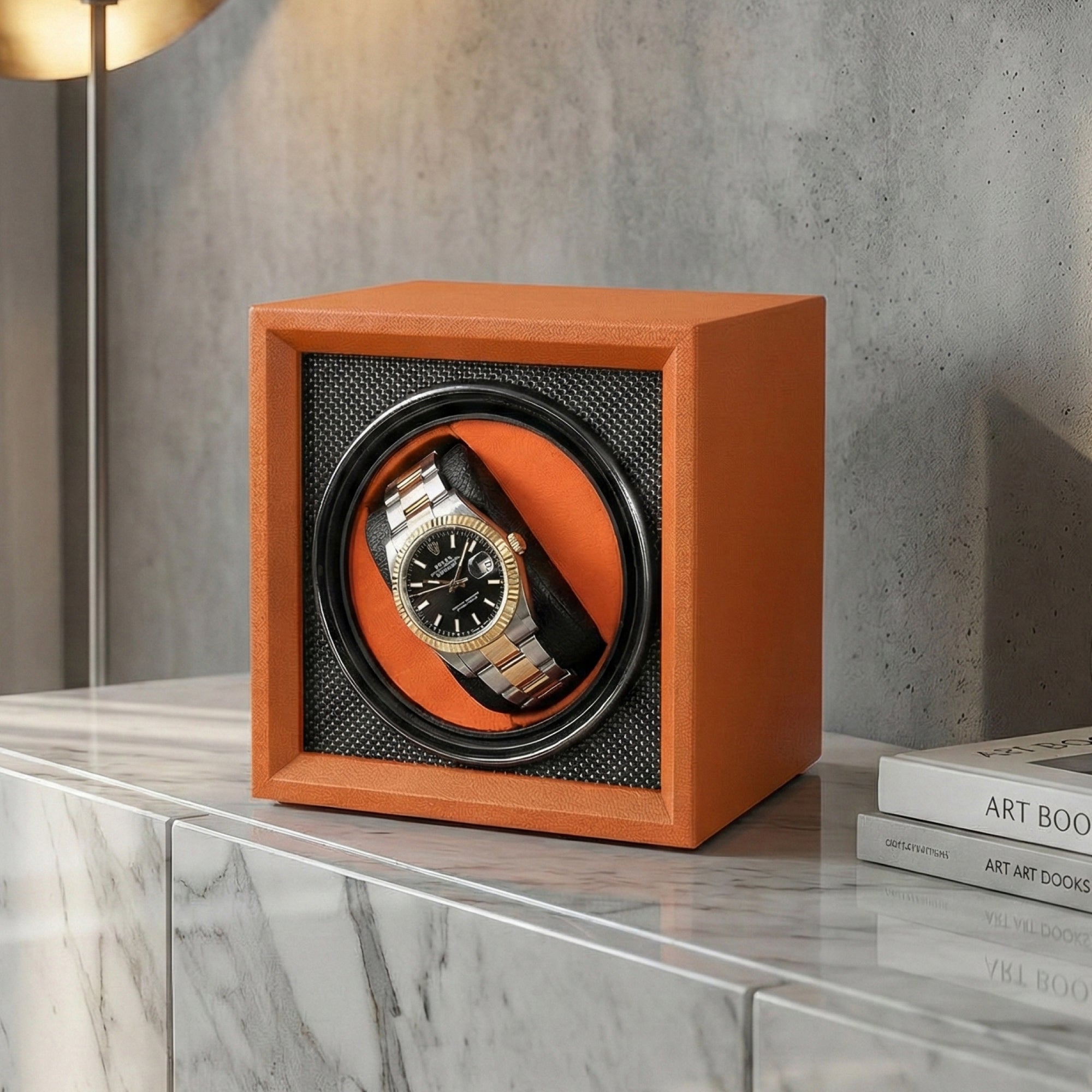 Guardian Single Slot Watch Winder - Retro Orange