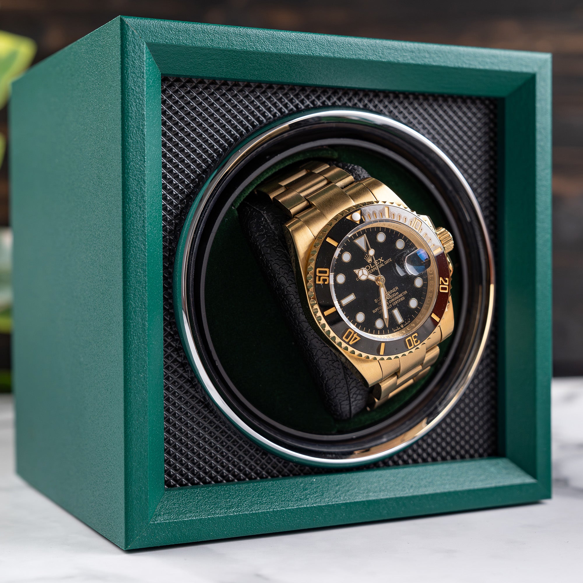 Guardian Single Slot Watch Winder - Emerald Green
