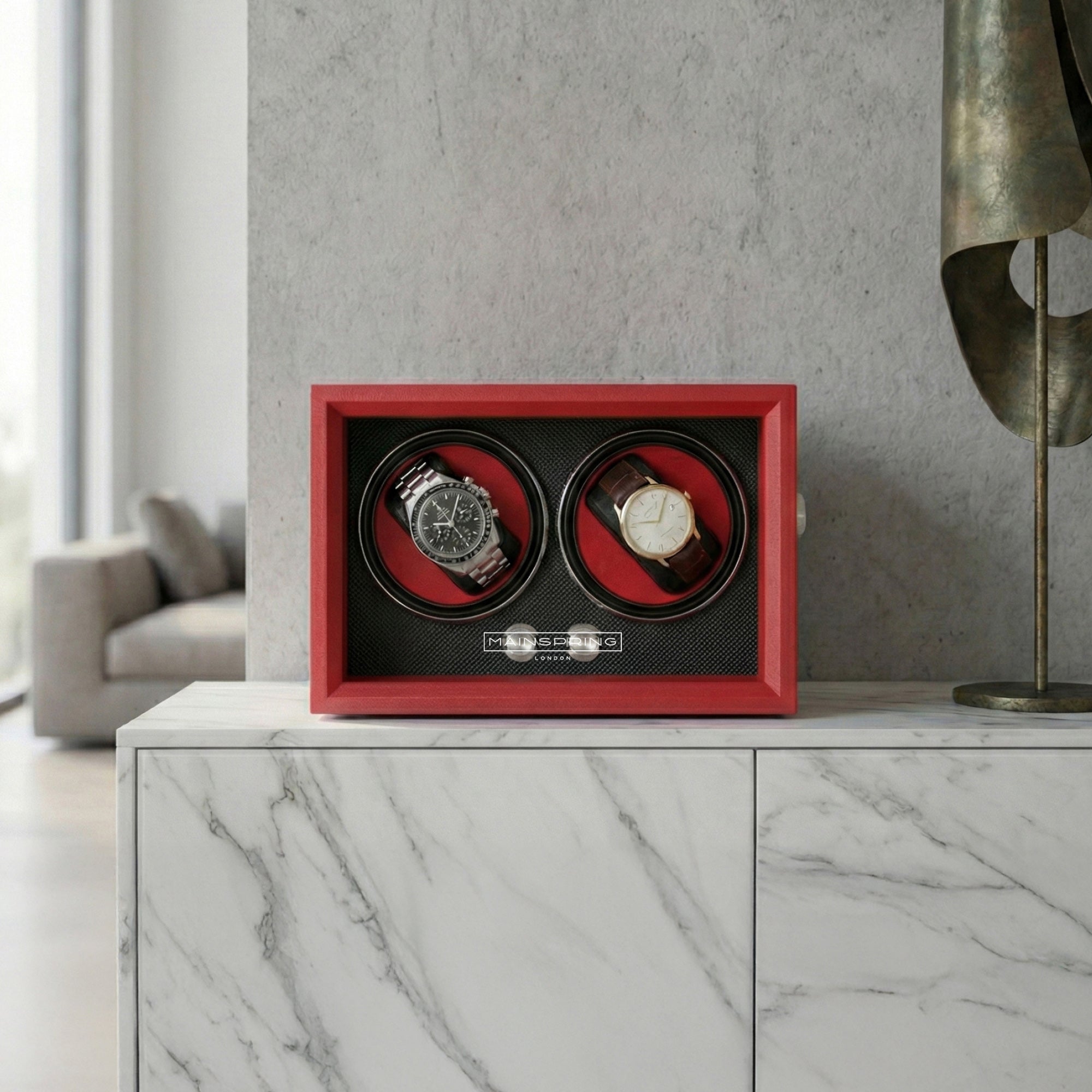 Guardian Dual Slot Watch Winder - Red Reserve