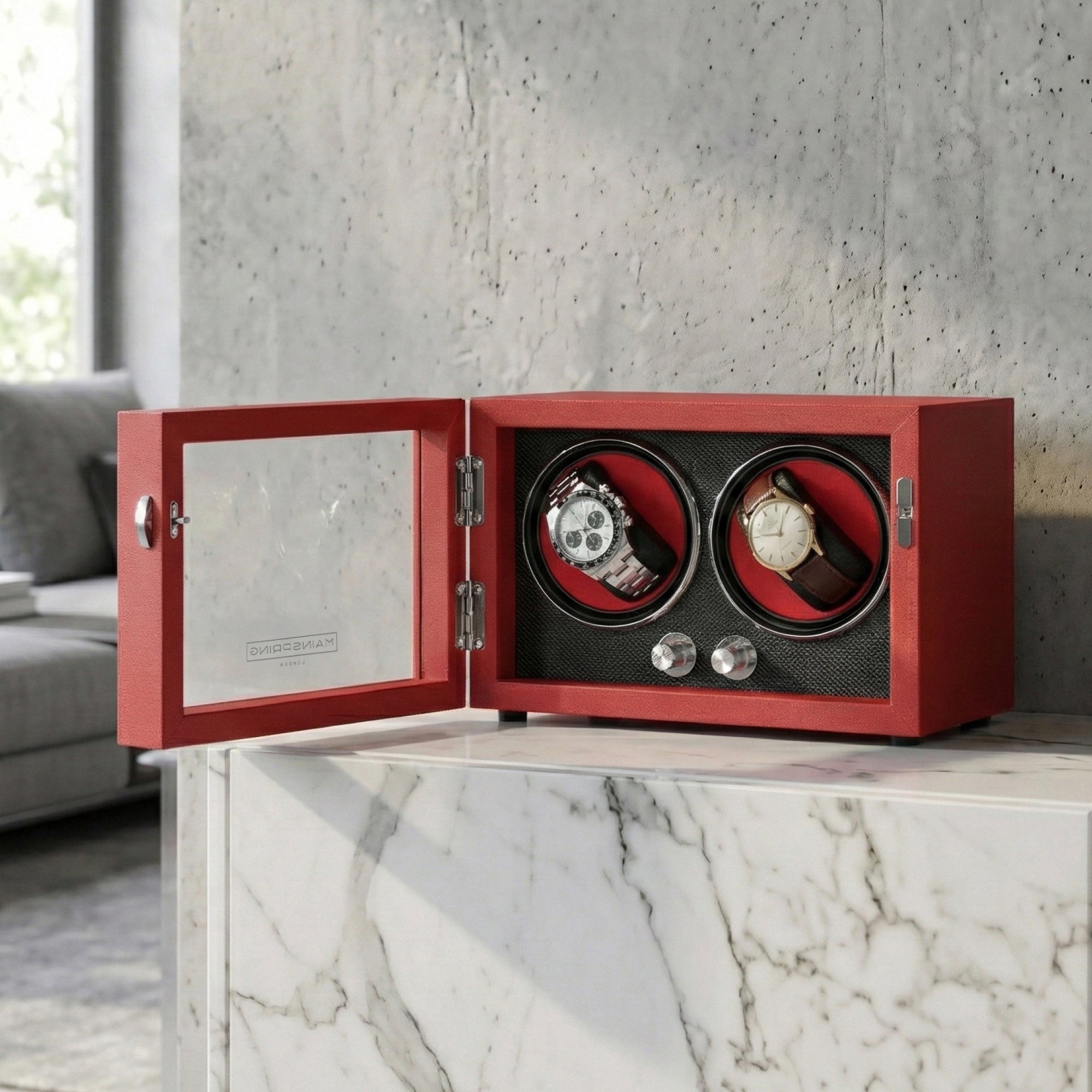 Guardian Dual Slot Watch Winder - Red Reserve