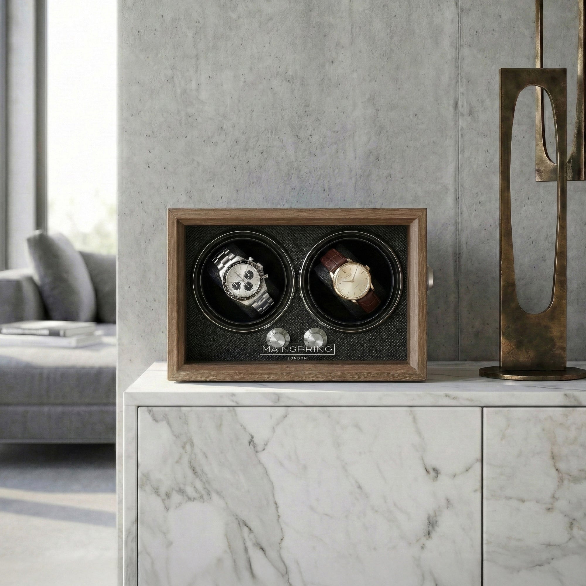 Guardian Dual Slot Watch Winder - Mahogany