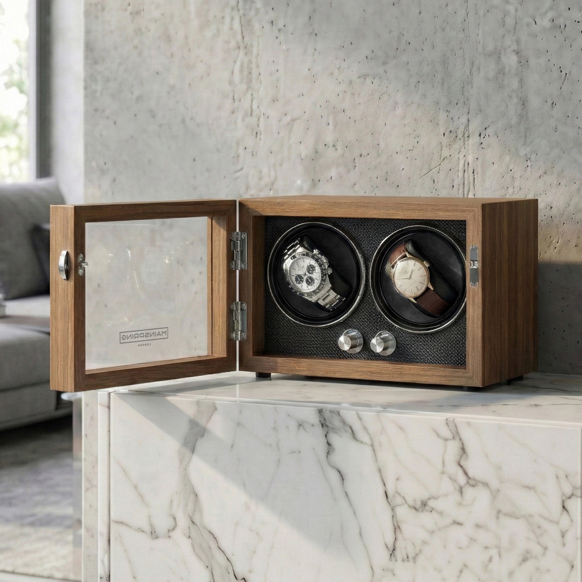 Guardian Dual Slot Watch Winder - Mahogany